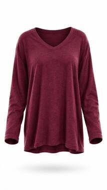 St John's Bay Essential Tee Womens 2XL Burgundy Long Sleeve V-Neck Shirt